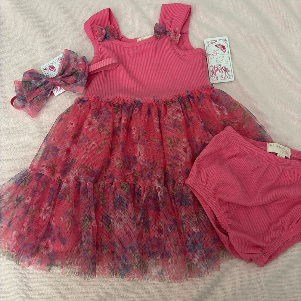 61. btween Pink Floral Kids Dress Set